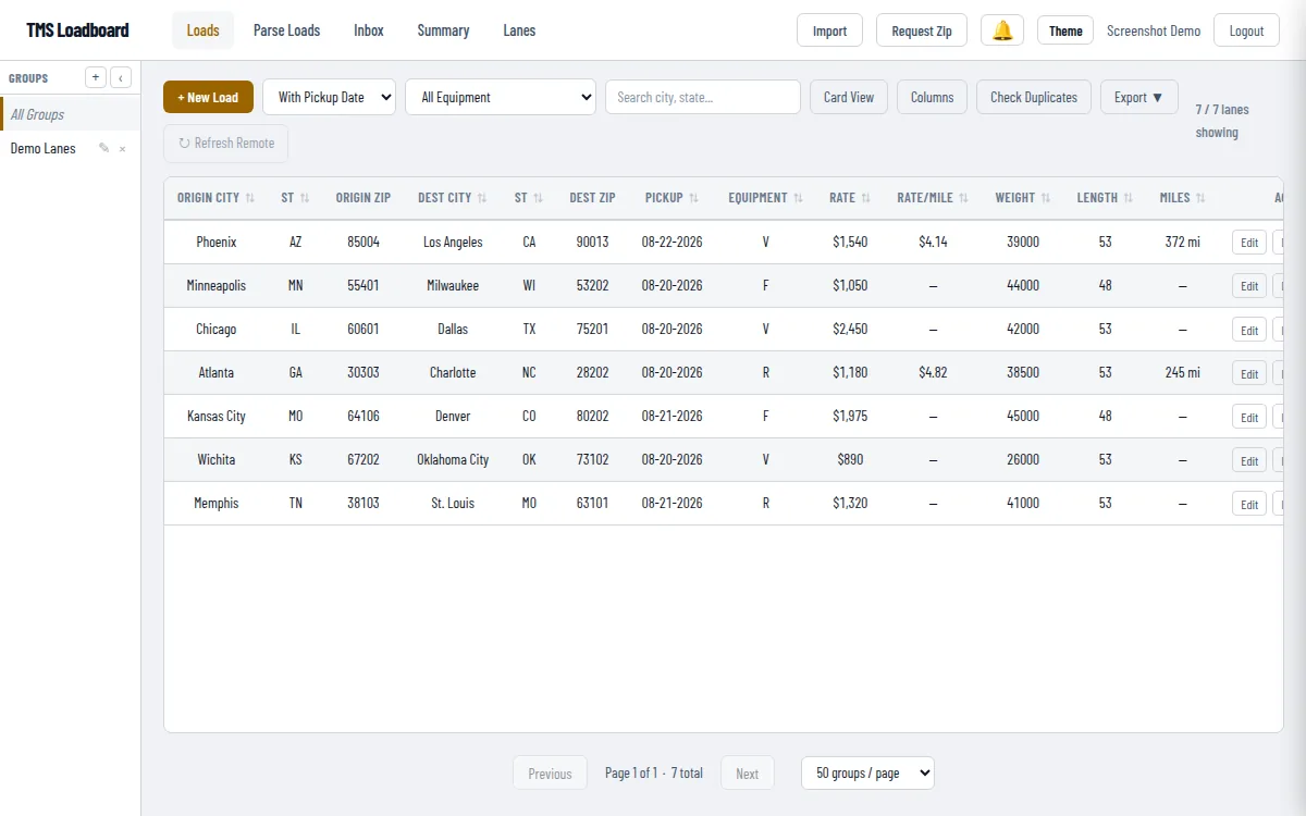 Loadboard — Logistics / TMS screenshot