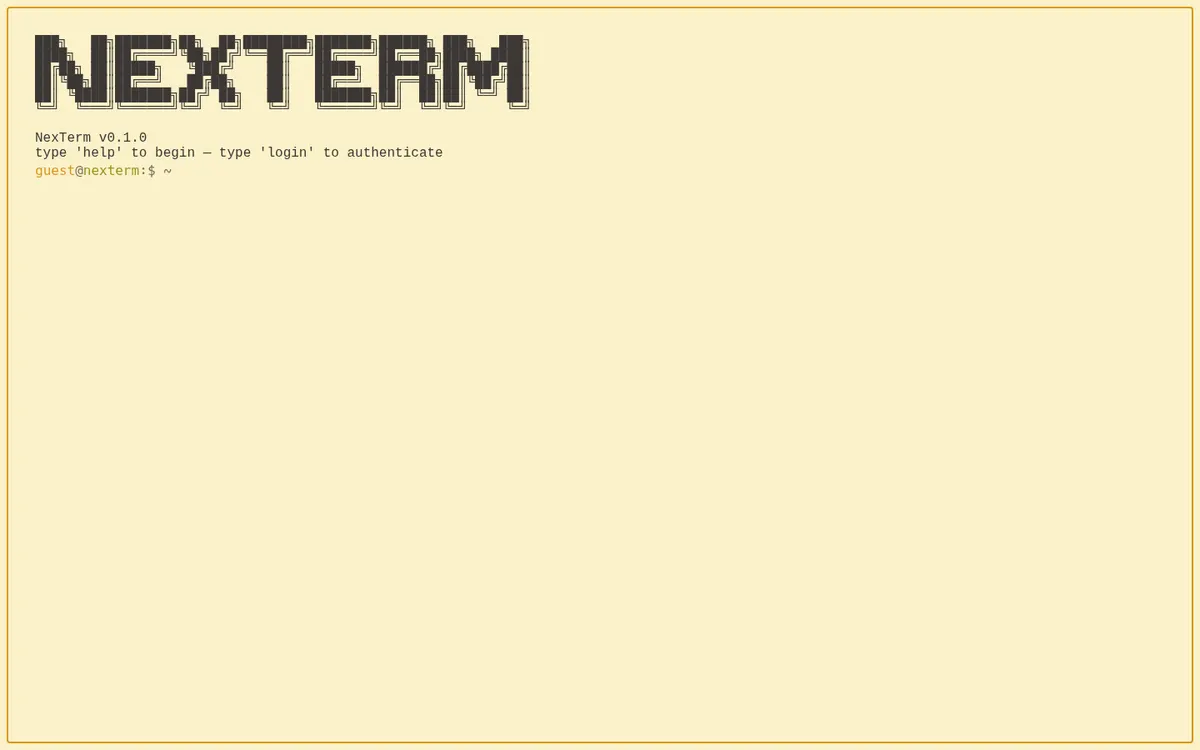 NexTerm — Developer sandbox screenshot
